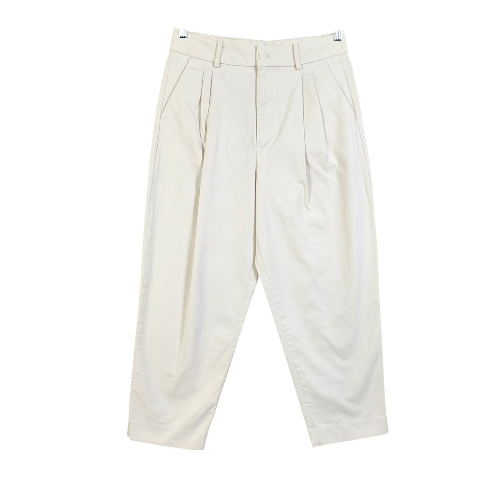 Banana Republic Factory Womens Authentic Chino Pleated Crop‎ Pants Size 8 Stone - Picture 2 of 15